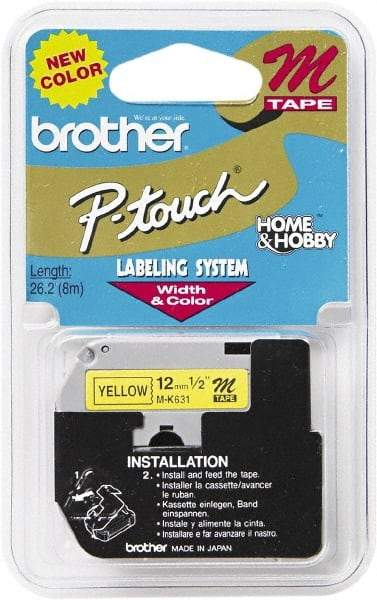 Brother - 1/2" Wide, Yellow Tape Cassette - For Label Maker - Exact Tool & Supply