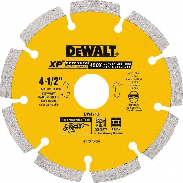 DeWALT - 5" Diam, 7/8" Arbor Hole Diam, 5 Tooth Wet & Dry Cut Saw Blade - Diamond Matrix, General Purpose Action, Standard Round Arbor - Exact Tool & Supply