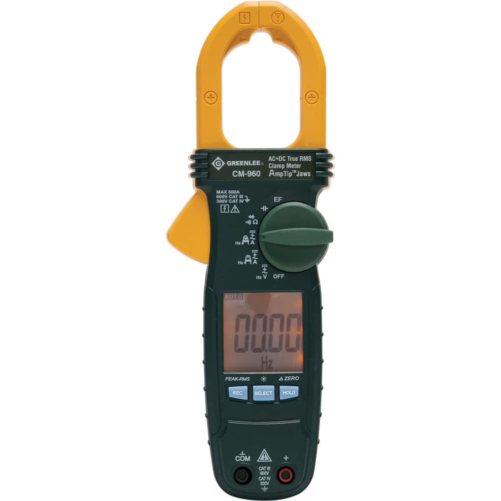 Greenlee - Clamp Meters; Clamp Meter Type: Voltage ; Measures: Capacitance; Current; Frequency; Resistance; Voltage; Continuity; Diode Test ; Jaw Style: Clamp On ; Jaw Capacity (Decimal Inch): 1.1800 ; CAT Rating: CAT III; CAT IV ; Maximum DC Voltage: 600 - Exact Tool & Supply