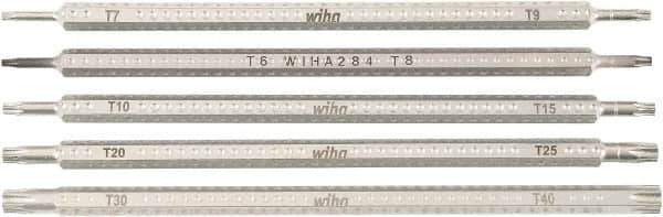 Wiha - 5 Piece, 1/4" Drive Screwdriver Insert Torx Bit Set - T6 to T40 Torx - Exact Tool & Supply