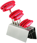 8 Piece - 2.0 - 10mm - T-Handle Hex Ergonomic Comfort Grip Metric Set in Metal Stand - Exact Tool & Supply