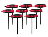 8 Piece - 2.0 - 10mm - Black Finish - T-Handle Soft Grip Dual Drive Ball End Hex Metric Set - Exact Tool & Supply
