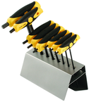 8 Piece - 1/8 - 3/8" - Black Finish - T-Handle Soft Grip Dual Drive Ball End Hex Inch Set in Metal Stand - Exact Tool & Supply
