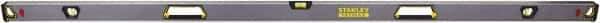 Stanley - 72" Long 3 Vial Box Beam Level - Aluminum, Black/Silver/Yellow, 1 Level & 2 Plumb Vials - Exact Tool & Supply