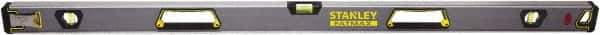 Stanley - 48" Long 3 Vial Box Beam Level - Aluminum, Black/Silver/Yellow, 1 Level & 2 Plumb Vials - Exact Tool & Supply