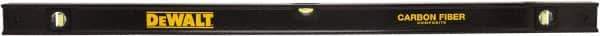 DeWALT - 48" Long 3 Vial Box Beam Level - Carbon Fiber, Black, 1 Level & 2 Plumb Vials - Exact Tool & Supply