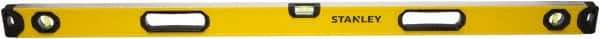 Stanley - 48" Long 3 Vial Box Beam Level - Aluminum, Yellow, 1 Level & 2 Plumb Vials - Exact Tool & Supply
