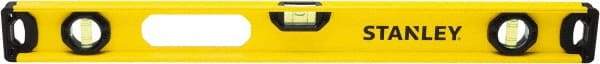 Stanley - 24" Long 3 Vial I-Beam Level - Aluminum, Yellow, 1 Level & 2 Plumb Vials - Exact Tool & Supply