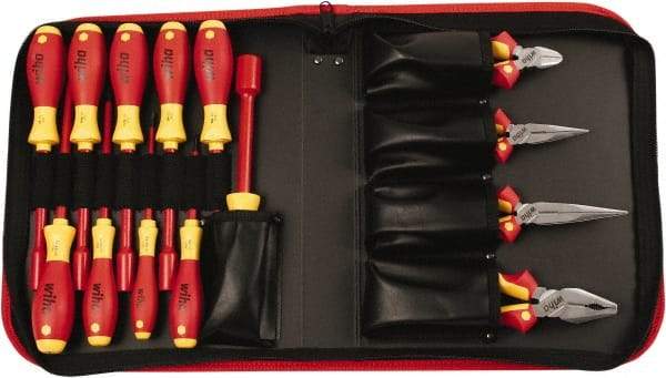 Wiha - 14 Piece Insulated Pliers, Cutters, Slotted & Nut Driver Hand Tool Set - Comes in Box - Exact Tool & Supply