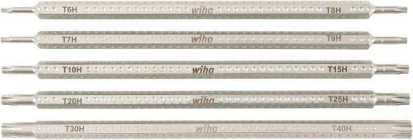Wiha - 5 Piece, 1/4" Drive Screwdriver Tamperproof Bit Set - T6 to T40 Torx - Exact Tool & Supply
