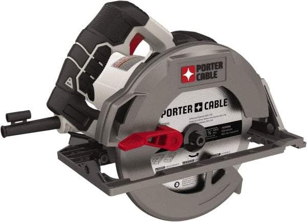 Porter-Cable - 15 Amps, 7-1/4" Blade Diam, 5,500 RPM, Electric Circular Saw - 120 Volts, 8' Cord Length, 5/8" Arbor Hole, Right Blade - Exact Tool & Supply