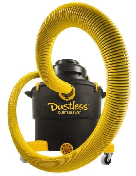 Dustless Technologies - 16 Gal Plastic Tank, Electric Powered Wet/Dry Vacuum - 5 Peak hp, 120 Volt, 11.5 Amps, 12' Hose Fitting, Cloth Filter, Accessories Included - Exact Tool & Supply