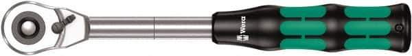 Wera - 1/2" Drive Pear Head Ratchet - Chrome Vanadium Finish, 11" OAL, 72 Gear Teeth, Ergonomic Cushion Grip Handle - Exact Tool & Supply