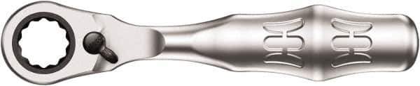 Wera - 1/4" Splined Drive Pear Head Mini-Ratchet Drive - Chrome Vanadium Finish, 4" OAL, 60 Gear Teeth, Forged Grip Handle - Exact Tool & Supply