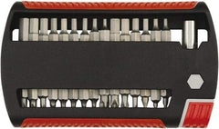 Wiha - 31 Piece, 1/4" Drive Screwdriver Insert Bit Set - #1 to #3 Phillips, 5/64 to 1/4" Hex, 2 to 6mm Hex, T7 to T25 Torx, 4.5, 5.5 & 6mm Slotted - Exact Tool & Supply