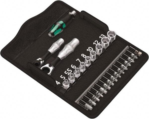 Wera - 27 Piece 1/4" Drive Ratchet Socket Set - Comes in Canvas Pouch - Exact Tool & Supply