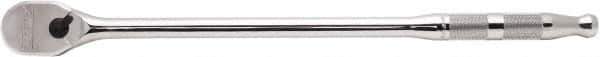 Proto - 1/2" Drive Pear Head Ratchet - Full Polish Chrome Finish, 18" OAL, 90 Gear Teeth, Long Handle, Reversible Head - Exact Tool & Supply
