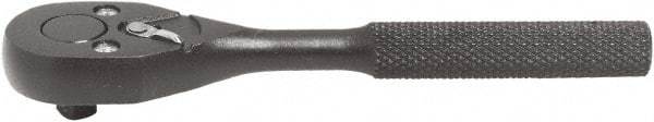 Proto - 1/4" Drive Pear Head Ratchet - Black Oxide Finish, 5" OAL, 90 Gear Teeth, Standard Handle, Reversible Head - Exact Tool & Supply