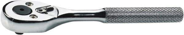 Proto - 1/4" Drive Pear Head Ratchet - Full Polish Chrome Finish, 5" OAL, 90 Gear Teeth, Standard Handle, Reversible Head - Exact Tool & Supply