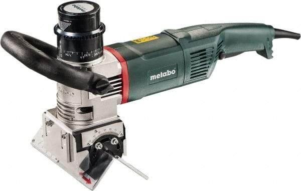 Metabo - 0 to 90° Bevel Angle, 5/8" Bevel Capacity, 12,000 RPM, 900 Power Rating, Electric Beveler - 14.2 Amps, 1/4" Min Workpiece Thickness - Exact Tool & Supply