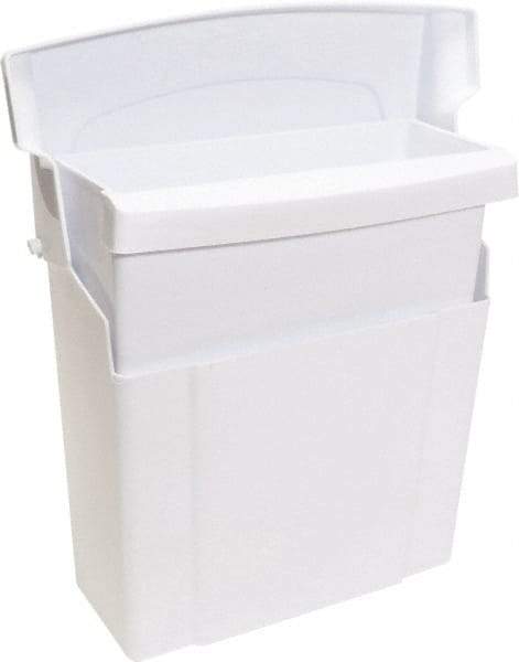 O-Cedar - Plastic Feminine Hygiene Product Receptacle - Surface Mount, 12" High x 5" Wide x 10" Deep, White - Exact Tool & Supply