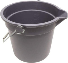 O-Cedar - 14 Qt, 11" High, Plastic Round Gray Single Pail with Pour Spout - Handle Included, 12" Top Diam - Exact Tool & Supply