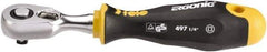 Felo - 1/4" Drive Pear Head Ratchet - Chrome Vanadium Finish, 8-1/2" OAL, 72 Gear Teeth, Cushion Grip Handle - Exact Tool & Supply