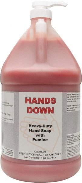 Detco - 1 Gal Pump Bottle Gel Hand Cleaner with Grit - Red, Cherry Scent - Exact Tool & Supply