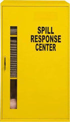 Durham - 1 Door, 2 Shelf, Yellow Steel Wall Mount Spill Control/Respirator Safety Cabinet - 32-3/4" High x 19-7/8" Wide x 14-1/4" Deep, Manual Closing Door, Full Length Plexiglass Window - Exact Tool & Supply