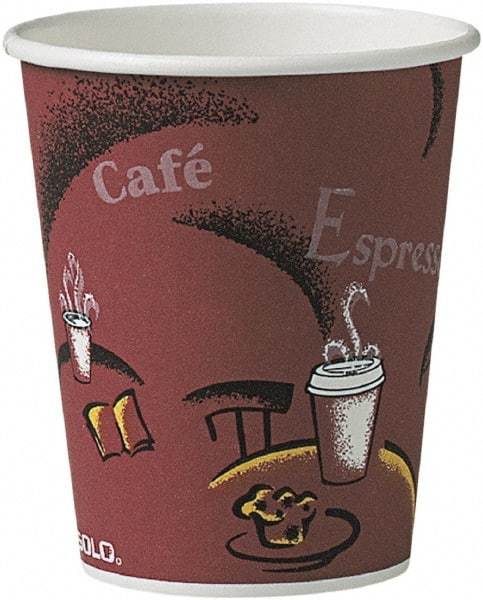 Solo - Bistro Design Hot Drink Cups, Paper, 10 oz, 300/Carton - Maroon - Exact Tool & Supply