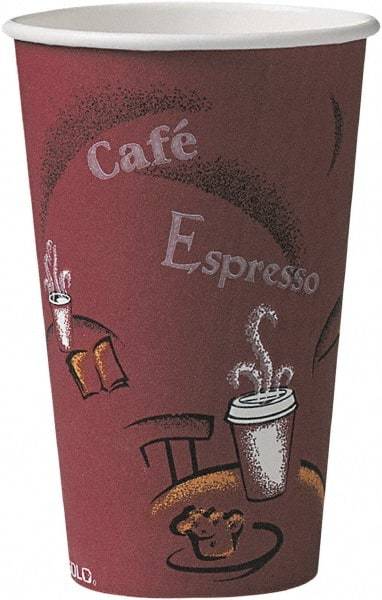 Solo - Bistro Design Hot Drink Cups, Paper, 16 oz, 300/Carton - Maroon - Exact Tool & Supply