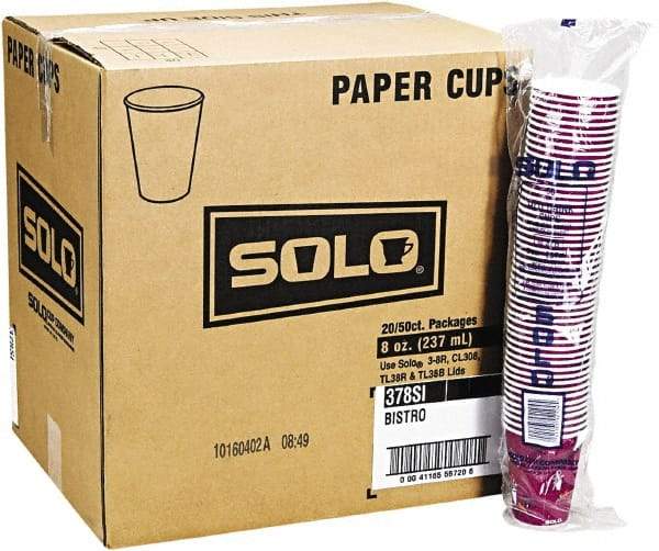 Solo - Bistro Design Hot Drink Cups, Paper, 12 oz, 50/Bag, 20 Bags/Carton - Maroon - Exact Tool & Supply
