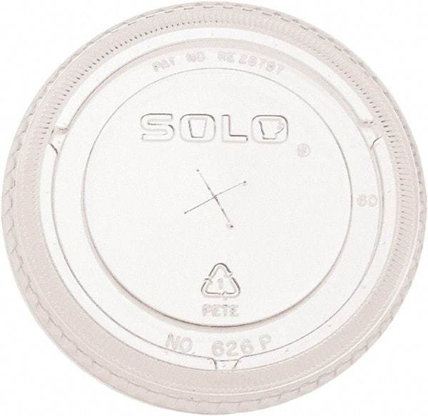 Solo - PETE Flat Straw-Slot Cold Cup Lids, Fits 16-24 oz, 100/Pack, 10 Packs/Carton - Clear - Exact Tool & Supply
