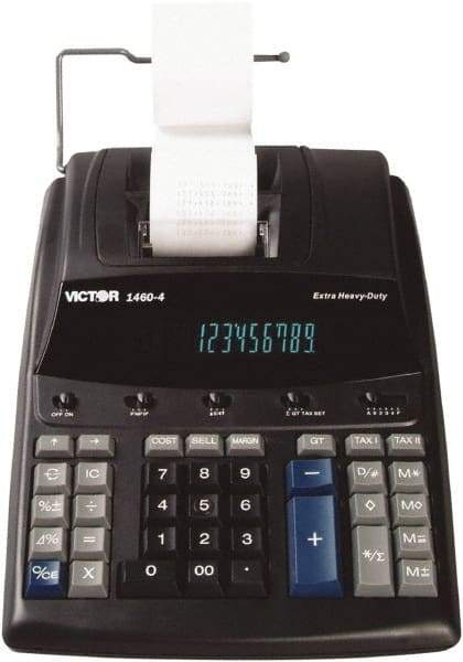 Victor - Fluorescent Printing Calculator - 8-1/2 x 12-1/4 Display Size, Black, AC Powered, 15.6" Long x 10-1/2" Wide - Exact Tool & Supply