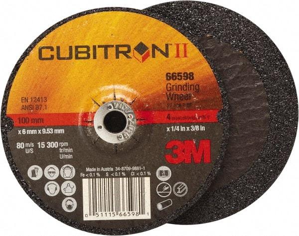 3M - 4-1/2" Wheel Diam, 7/8" Arbor Hole, Type 27 Depressed Center Wheel - Medium Grade, Ceramic, 13,300 Max RPM - Exact Tool & Supply