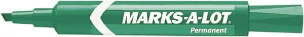 Marks-A-Lot - Green Permanent Marker - Chisel Tip, AP Nontoxic Ink - Exact Tool & Supply