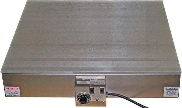 Valad Electric Heating - 36" Long x 36 Wide x 7" High, 220 Volt Hot Plate - 100 to 550°F, 1 Burner, Aluminum Plate, 6000 Watt, 27.3 Amps, 304 Stainless Steel Base - Exact Tool & Supply