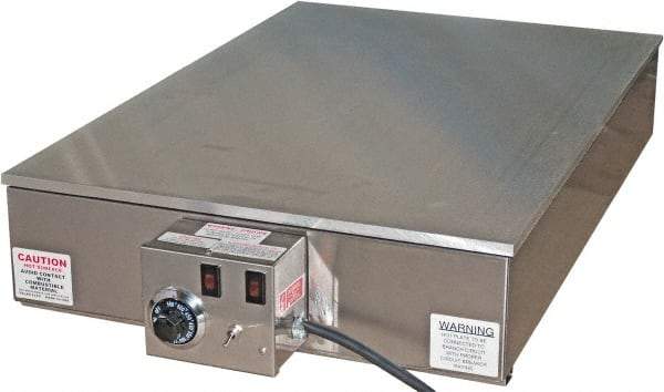 Valad Electric Heating - 24" Long x 18 Wide x 6" High, 220 Volt Hot Plate - 100 to 550°F, 1 Burner, Aluminum Plate, 2500 Watt, 11.4 Amps, 304 Stainless Steel Base - Exact Tool & Supply