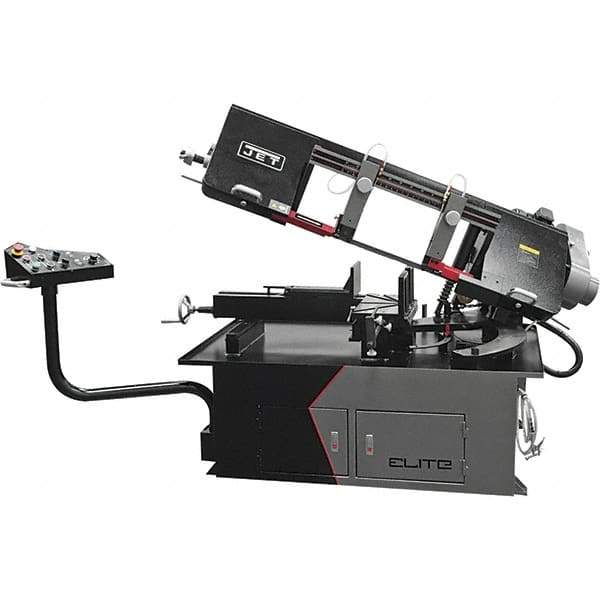 Jet - 10 x 17" Max Capacity, Semi-Automatic Variable Speed Pulley Horizontal Bandsaw - 50 to 275 SFPM Blade Speed, 230/460 Volts, 2 hp, 3 Phase - Exact Tool & Supply