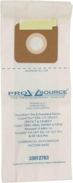 PRO-SOURCE - Meltblown Polypropylene & Paper Vacuum Bag - For CleanMax Standard and Pro-Series, Tennant V-SMU-14, Tornado CK 14/1 QD, CK 14/1 Pro & CK 14/2 Pro, Carpet Pro CPU1/T, CPU2/T, CPU75/T & CPU85/T & Fuller Models FB90, FBP95, FBPHD & FBTM - Exact Tool & Supply