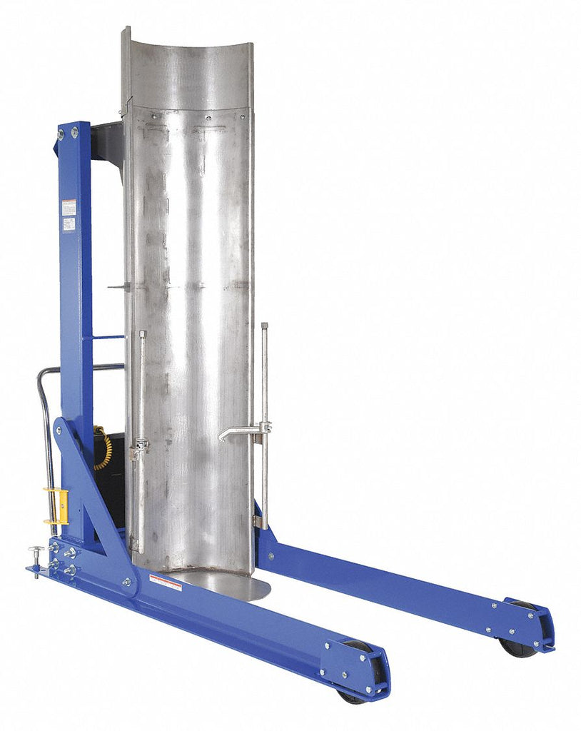 Drum Dumper, Portable, 750 lb. Load Capacity, 92" Overall Length, Steel, Stainless Steel Chute