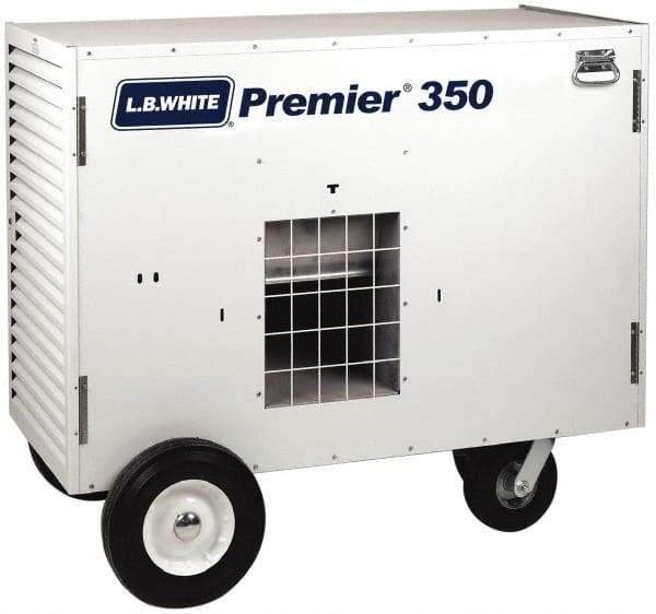 LB White - 350,000 BTU Rating, Two Stage Ductable Unit Heater - 9,000 Sq Ft Max Heating Area, 500 Gal Tank Capacity, Fuel with Propane - Exact Tool & Supply