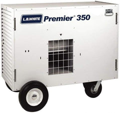 LB White - 350,000 BTU Rating, Two Stage Ductable Unit Heater - 9,000 Sq Ft Max Heating Area, 500 Gal Tank Capacity, Fuel with Propane - Exact Tool & Supply