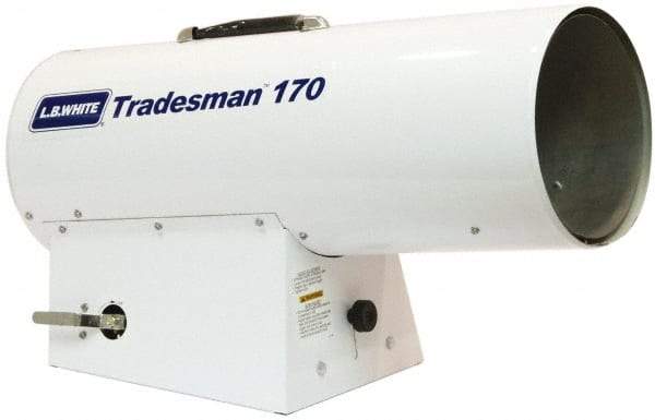 LB White - 125,000 to 170,000 BTU Rating, Propane Forced Air Heater with Thermostat - 4,000 Sq Ft Max Heating Area, 100 Lb Capacity, Fuel with Propane - Exact Tool & Supply