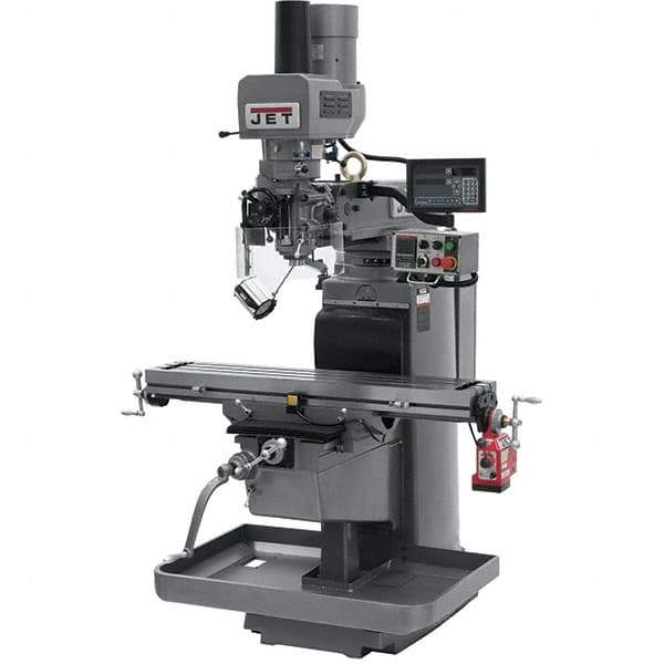 Jet - 10" Table Width x 50" Table Length, Electronic Variable Speed Control, 3 Phase Knee Milling Machine - 3 hp - Exact Tool & Supply