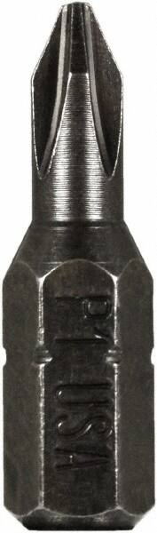 Montana - #1 Phillips Screwdriver Bit - 1/4" Hex Drive, 1" OAL - Exact Tool & Supply