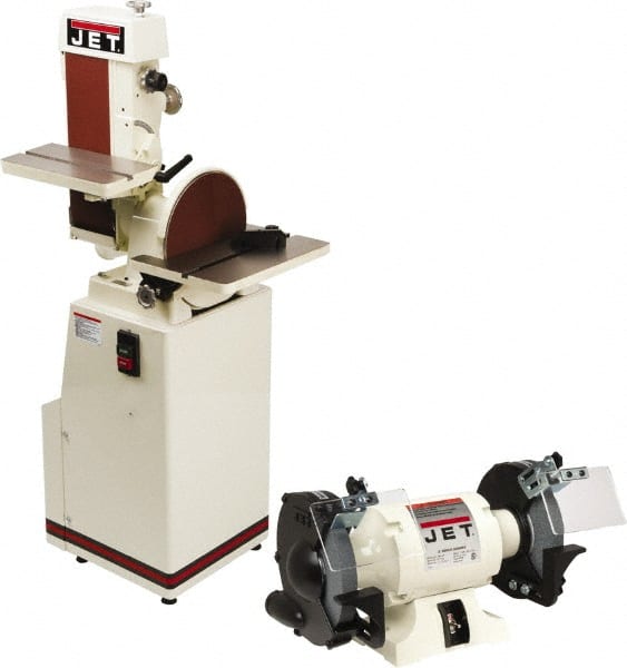 Jet - 48" Long x 6" Wide Belt, 12" Diam, Vertical Combination Sanding Machine - Exact Tool & Supply