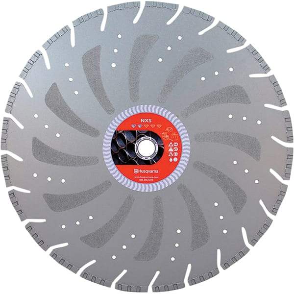 Husqvarna - 14" Diam, 25/32 & 1" Arbor Hole Diam, Continuous Edge Tooth Wet & Dry Cut Saw Blade - Diamond-Tipped, General Purpose Action, Standard Round Arbor - Exact Tool & Supply