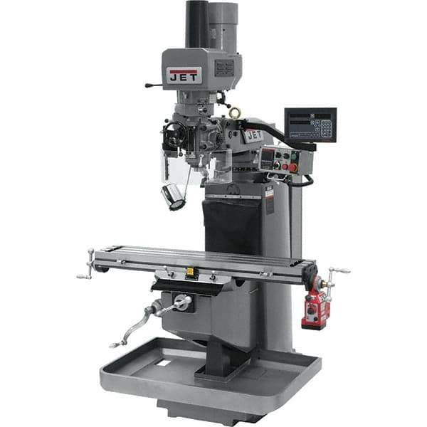 Jet - 9" Table Width x 49" Table Length, Electronic Variable Speed Control, 3 Phase Knee Milling Machine - 3 hp - Exact Tool & Supply