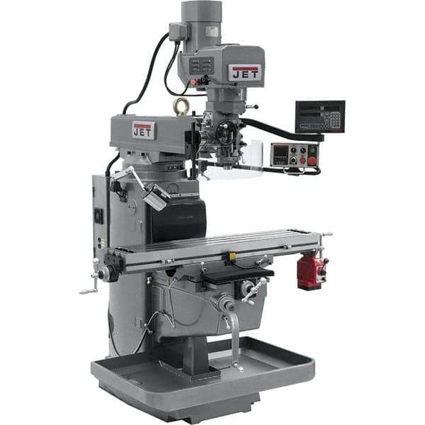 Jet - 10" Table Width x 50" Table Length, Electronic Variable Speed Control, 3 Phase Knee Milling Machine - 3 hp - Exact Tool & Supply